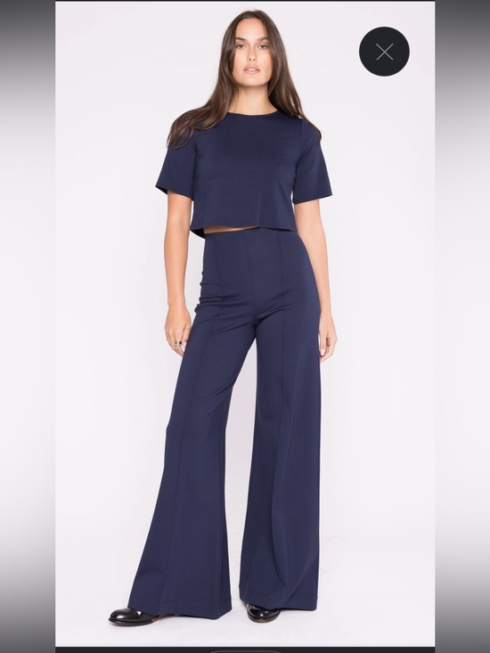 Ripley Rader Pants - Ripley Radar Wide-Leg High-Waist Pants in NavyWomen's Ponte medium